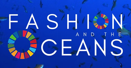 Colorful logo on blue ocean background